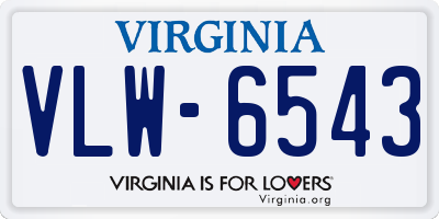 VA license plate VLW6543