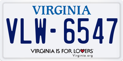 VA license plate VLW6547