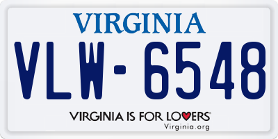 VA license plate VLW6548