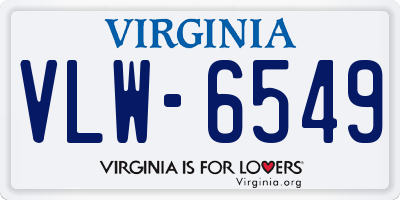 VA license plate VLW6549