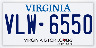 VA license plate VLW6550