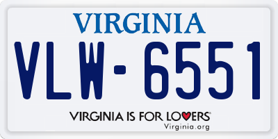 VA license plate VLW6551