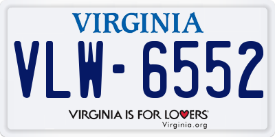 VA license plate VLW6552