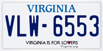 VA license plate VLW6553