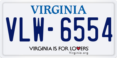 VA license plate VLW6554