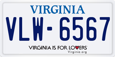 VA license plate VLW6567