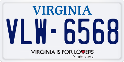 VA license plate VLW6568