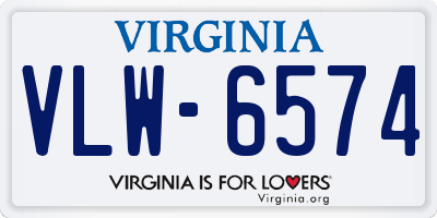 VA license plate VLW6574