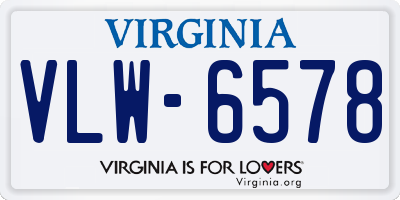 VA license plate VLW6578