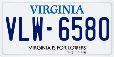 VA license plate VLW6580