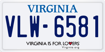 VA license plate VLW6581