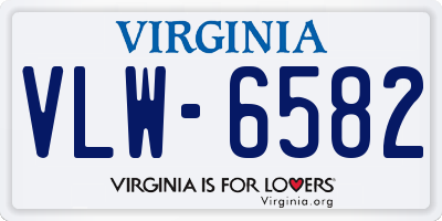 VA license plate VLW6582