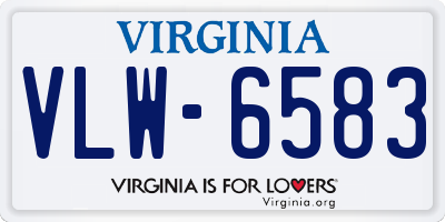 VA license plate VLW6583