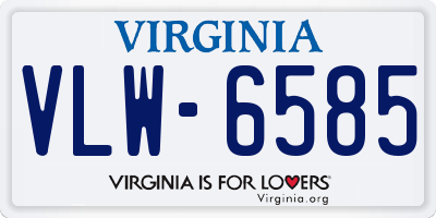 VA license plate VLW6585