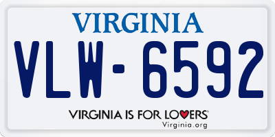 VA license plate VLW6592