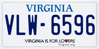 VA license plate VLW6596