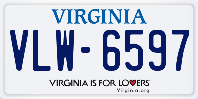 VA license plate VLW6597