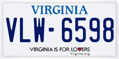 VA license plate VLW6598