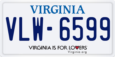 VA license plate VLW6599