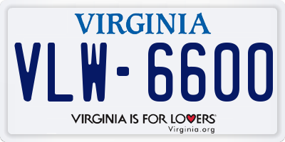 VA license plate VLW6600