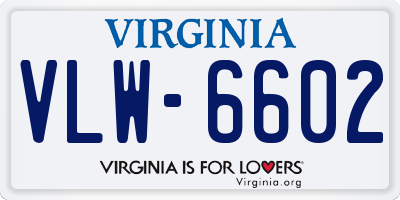 VA license plate VLW6602