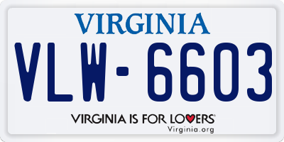 VA license plate VLW6603