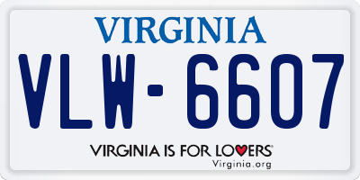 VA license plate VLW6607