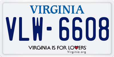 VA license plate VLW6608