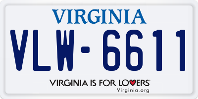 VA license plate VLW6611