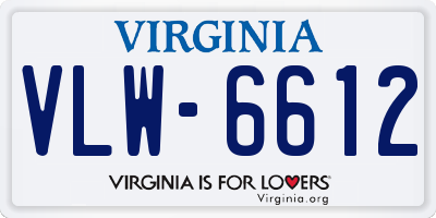 VA license plate VLW6612