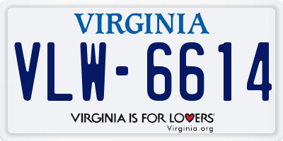 VA license plate VLW6614