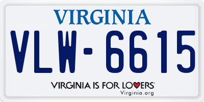 VA license plate VLW6615