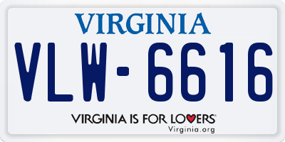 VA license plate VLW6616