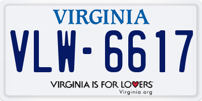 VA license plate VLW6617