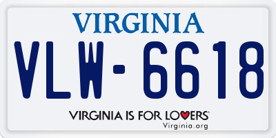 VA license plate VLW6618