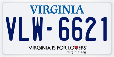 VA license plate VLW6621