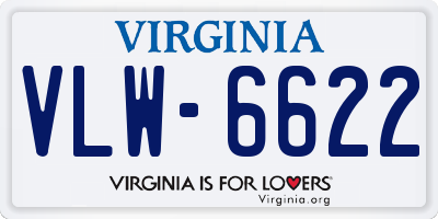 VA license plate VLW6622