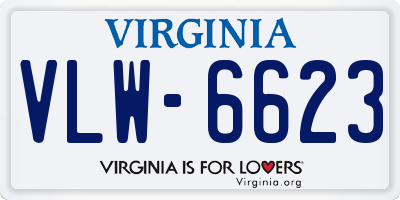 VA license plate VLW6623