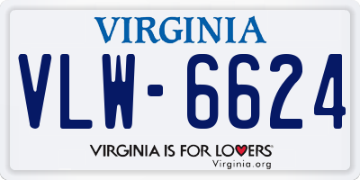 VA license plate VLW6624