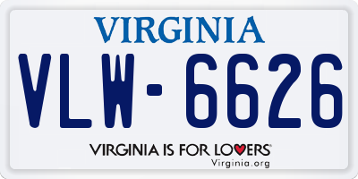 VA license plate VLW6626