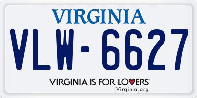 VA license plate VLW6627