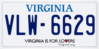 VA license plate VLW6629