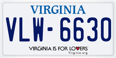 VA license plate VLW6630