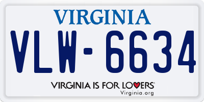 VA license plate VLW6634