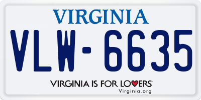 VA license plate VLW6635