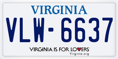 VA license plate VLW6637