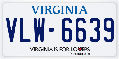 VA license plate VLW6639