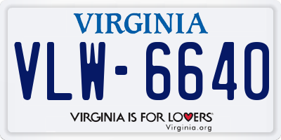 VA license plate VLW6640