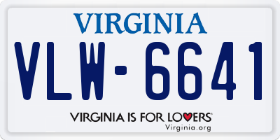 VA license plate VLW6641