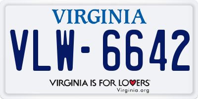 VA license plate VLW6642